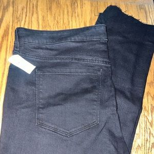 NWT black jeans with raw edges